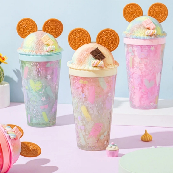 Tumbler Cookie Ears Cold Cup w/ Lid and Straw Double Wall Magic Cold Cup Gift - Picture 1 of 14